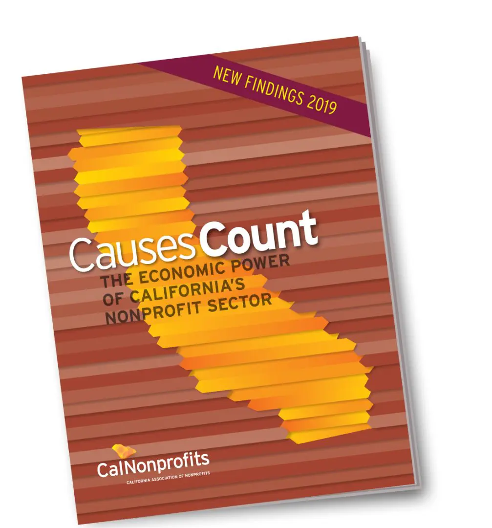 Cover of the 2019 edition of Causes Count, the economic impact report on California's nonprofit sector