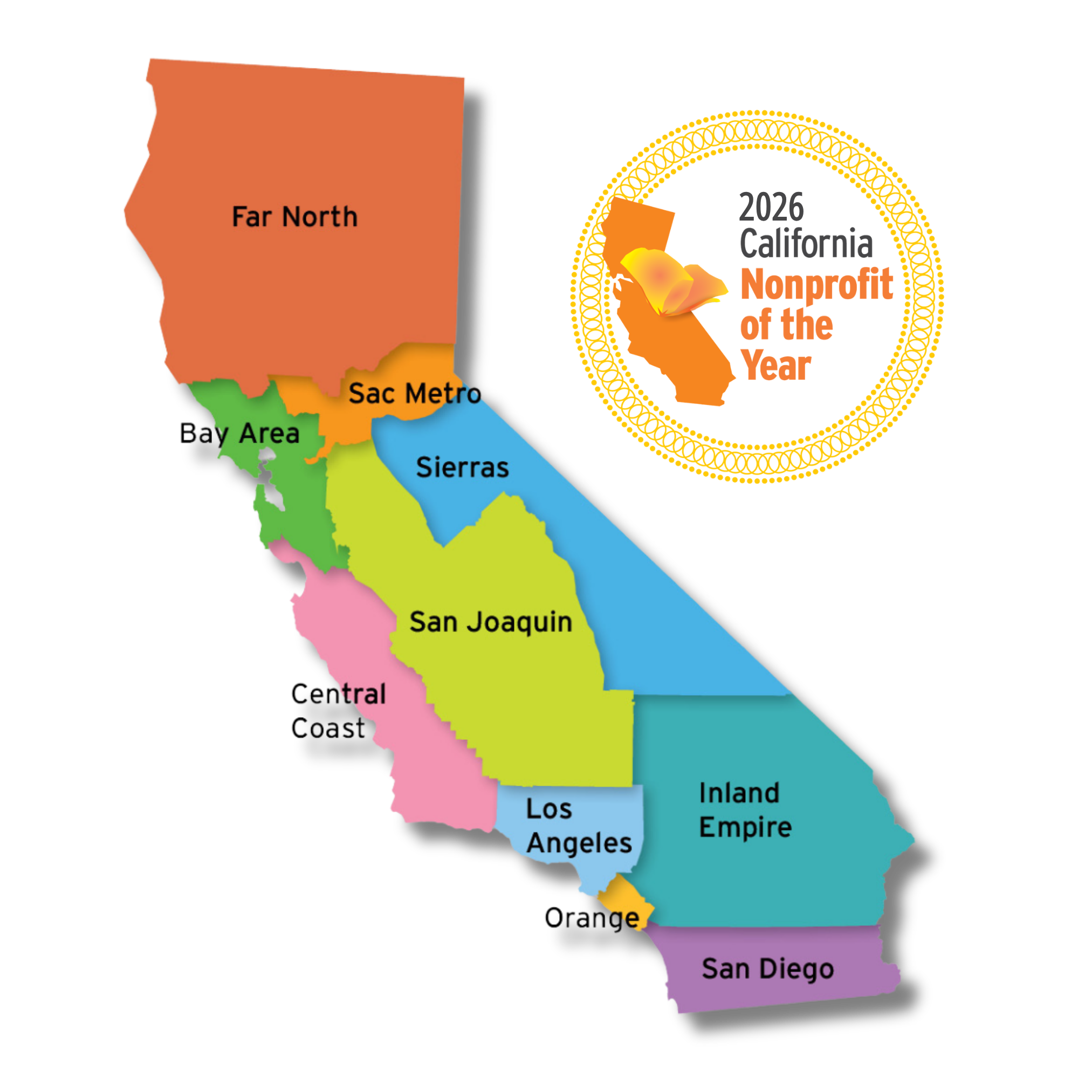 CA Nonprofits Of The Year NPOY 2026 Map 