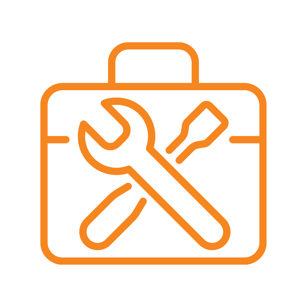 Maintenance/repair tools icon: toolbox with a wrench and screwdriver crossed inside